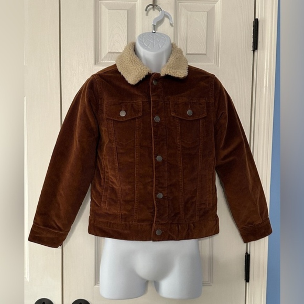 Wonder Nation Boys Brown Corduroy Sherpa Jacket Size L (10–12)